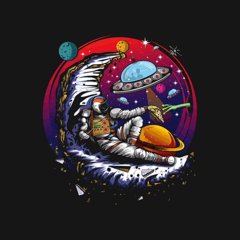 Pizza in the Cosmos: Delight for an Astronaut Male T-Shirt