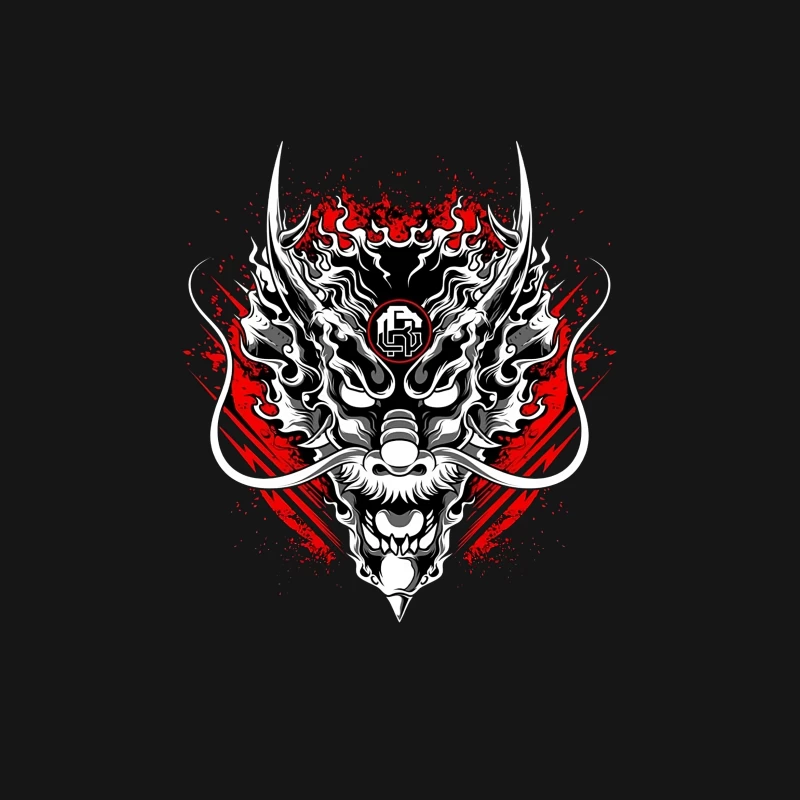 Drachenmaske mit Flammenkunst Herren T-Shirt