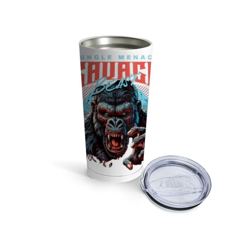 Savage Jungle Gorilla Monster Retro Art Design Travel Mug