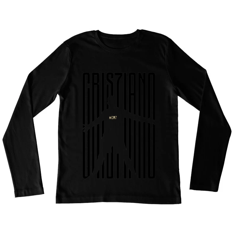 Minimalist CR7 Silhouette with Striped Background Design Female Long Sleeve T-Shirt