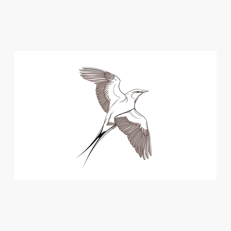 Graceful Flying Seabird Sketch Illustration Travel Mug