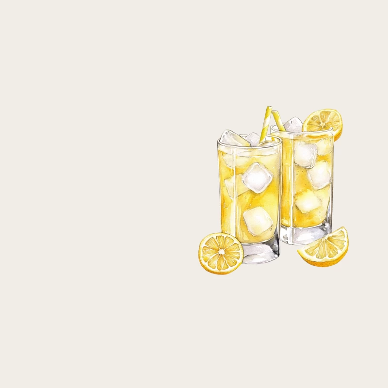Refreshing Lemonade Watercolor Illustration: Summer Drinks with Ice and Lemon Bucket Hat