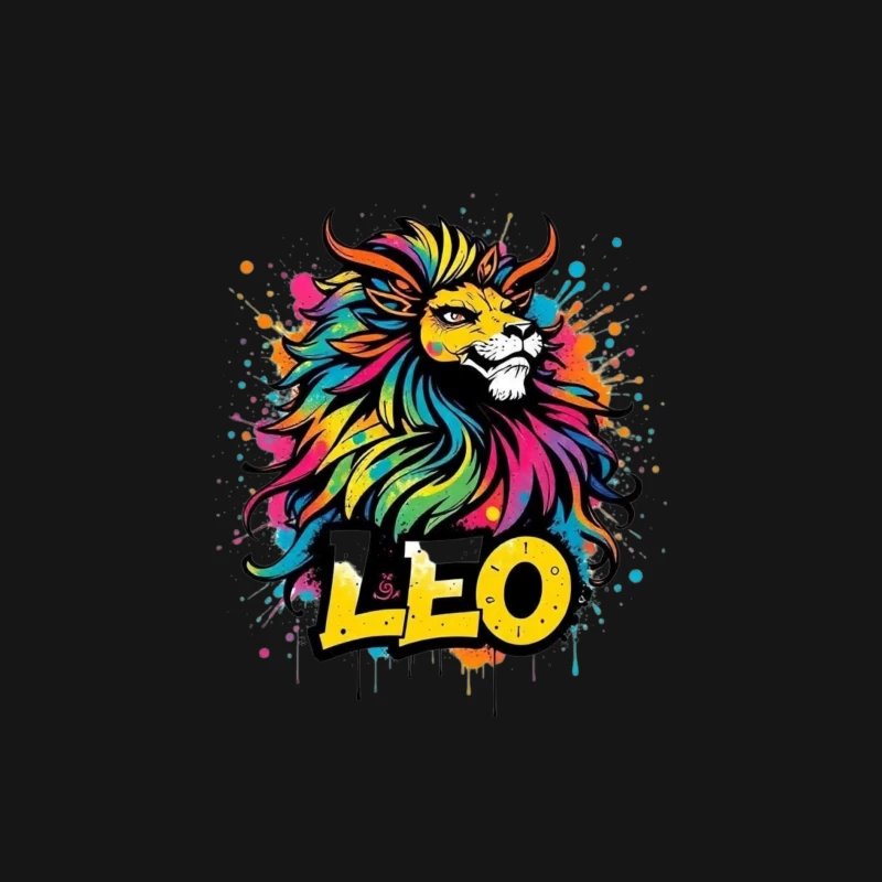 Colorful Leo Zodiac Lion Art Male Long Sleeve T-Shirt