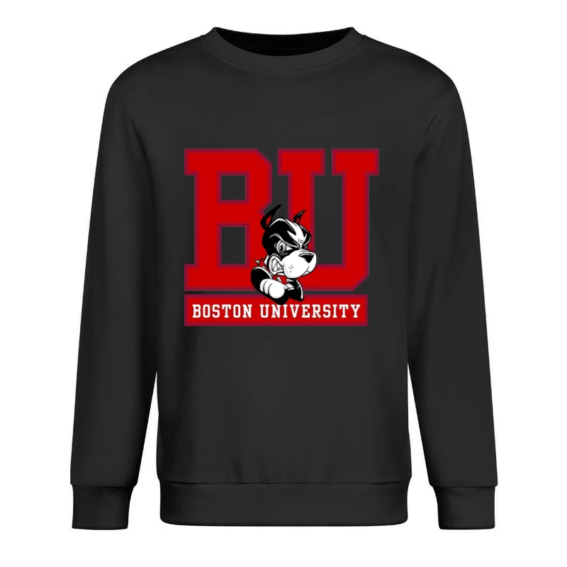 Boston University Logo with Terrier Mascot Male Pullover Sweatshirt