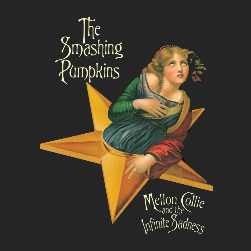 The Smashing Pumpkins' Mellon Collie Album Cover Featuring Classical Art on Golden Star Female Pullover Sweatshirt