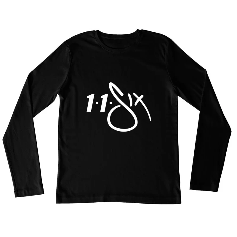 White Minimalist Number 11 Logo Outline Female Long Sleeve T-Shirt