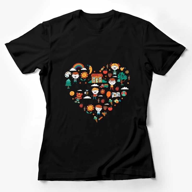 Fröhliche Kindergarten-Illustration Damen T-Shirt