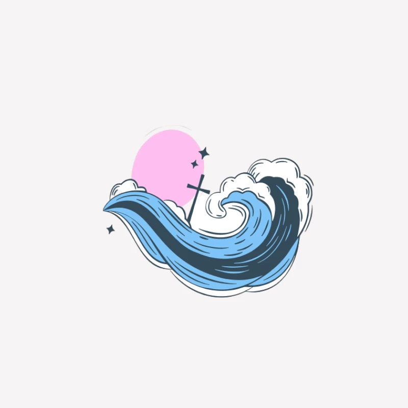 Illustration de Vague et Lune Femme T-Shirt