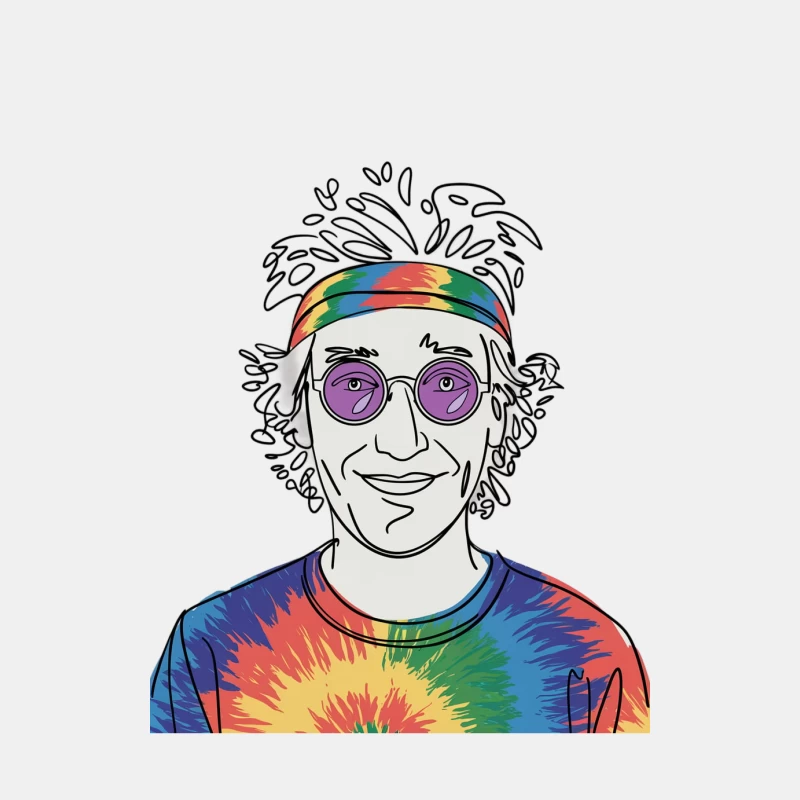 Hippie Style Portrait with Tie-Dye and Rainbow Accessories Male Tank Top