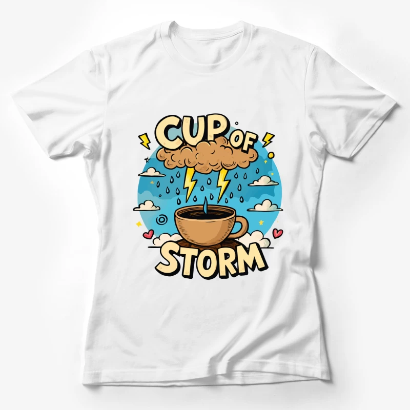 Cup of Storm – Whimsical Pixel Art with Lightning Charm! Female T-Shirt