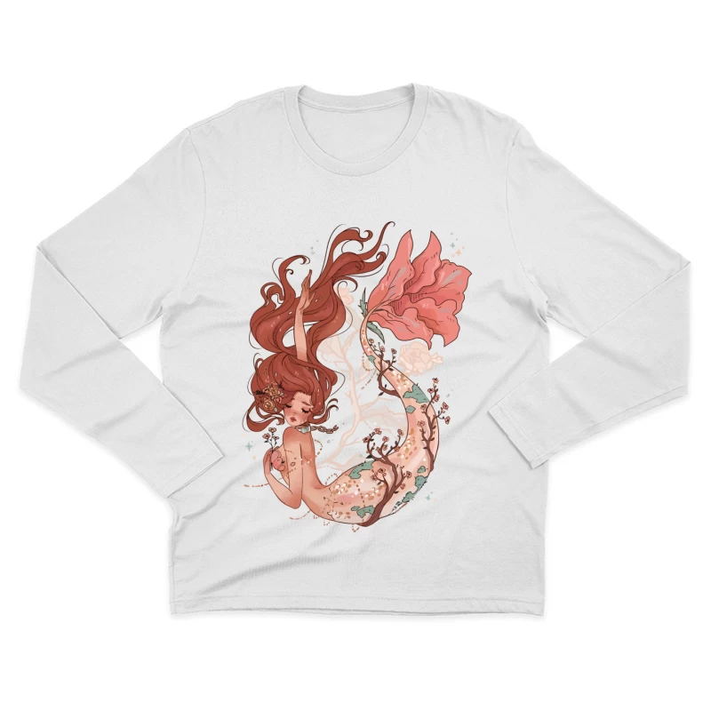 Enchanting Pastel Mermaid with Floral Accents Male Long Sleeve T-Shirt