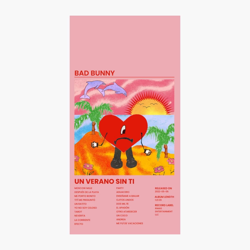 Bad Bunny's Tropical Summer Album Cover with Animated Heart iPhone Case