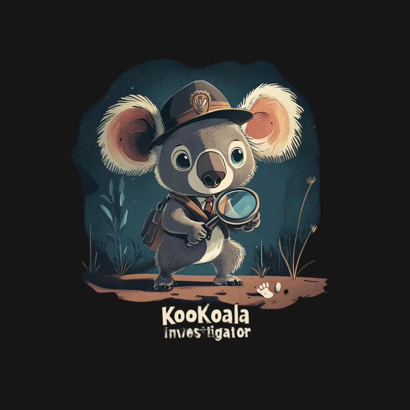 Cute Cartoon Koala Detective with Magnifying Glass Mouse Pad