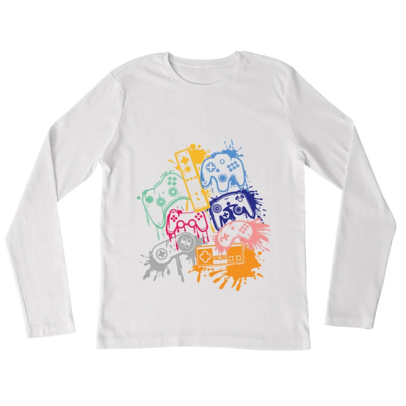Buntes Gaming-Controller-Design Damen Langarm T-Shirt