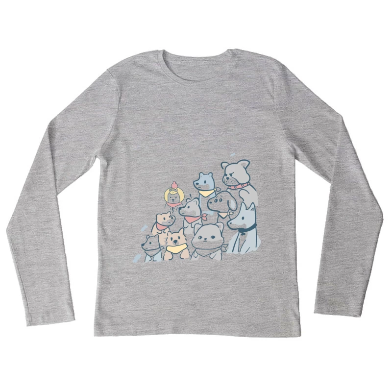 Bunte Hundegruppe mit Schals Damen Langarm T-Shirt