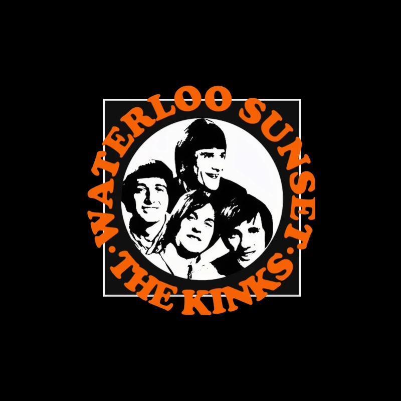 Vintage The Kinks Band Album Cover with Orange Text Tapestry