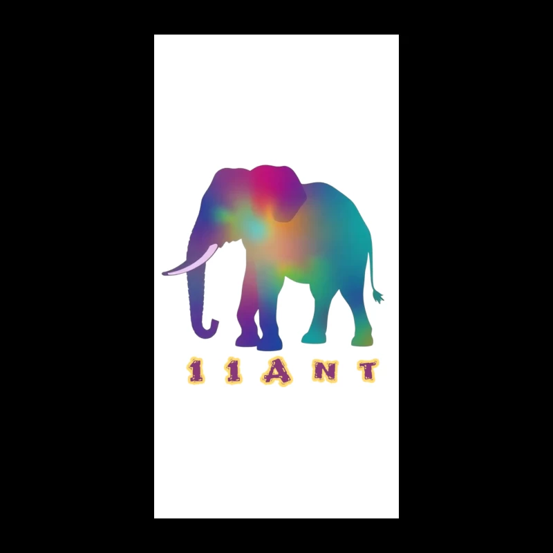 Rainbow Gradient Elephant Silhouette with "11ANT" Text iPhone Case