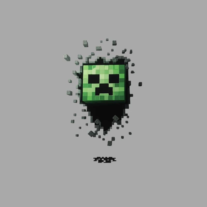 Pixelated Minecraft Creeper 3D Art Male Pullover Hoodie