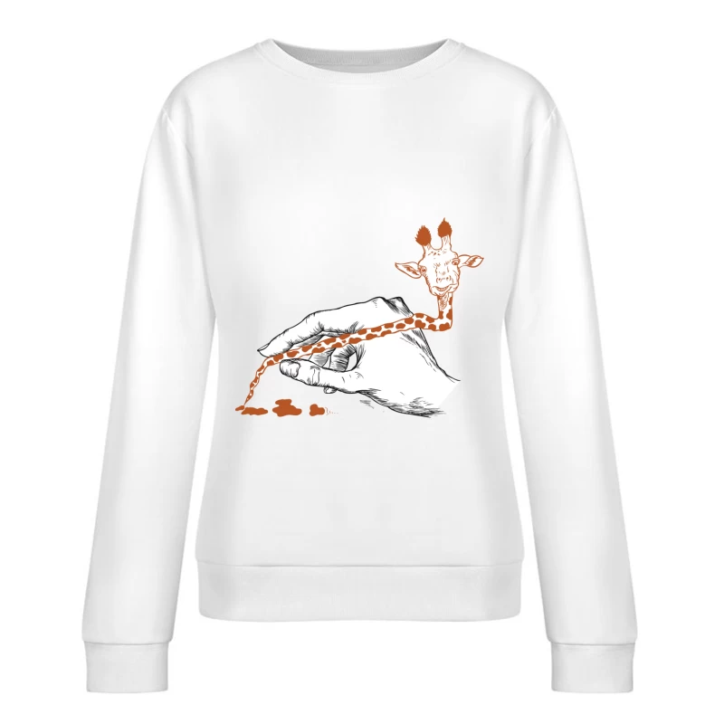 Illustration créative d'une main et d'une girafe Femme Sweat-shirt à enfiler