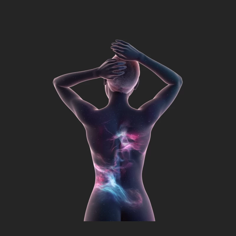 Ethereal Cosmic Energy Flowing Through Human Silhouette Male Pullover Sweatshirt