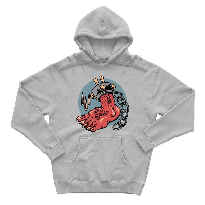 Surreal Horror Illustration of a Chain-Bound Hand Male Pullover Hoodie