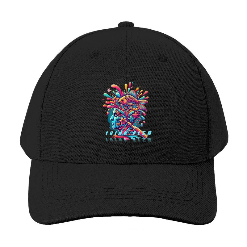 Psychedelic Mind Splash with Fish and Flowers Baseball Cap