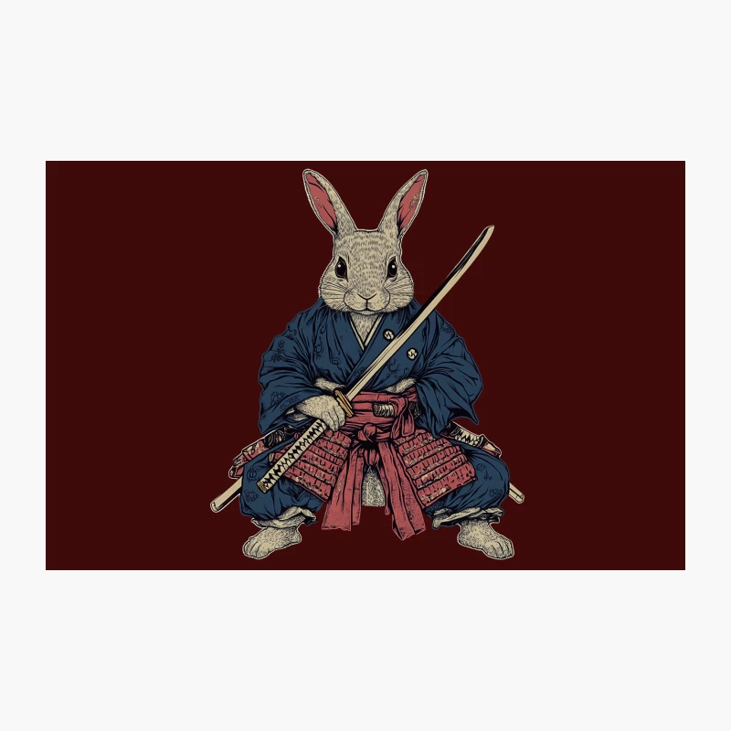 Anthropomorphic Samurai Rabbit Illustration Travel Mug