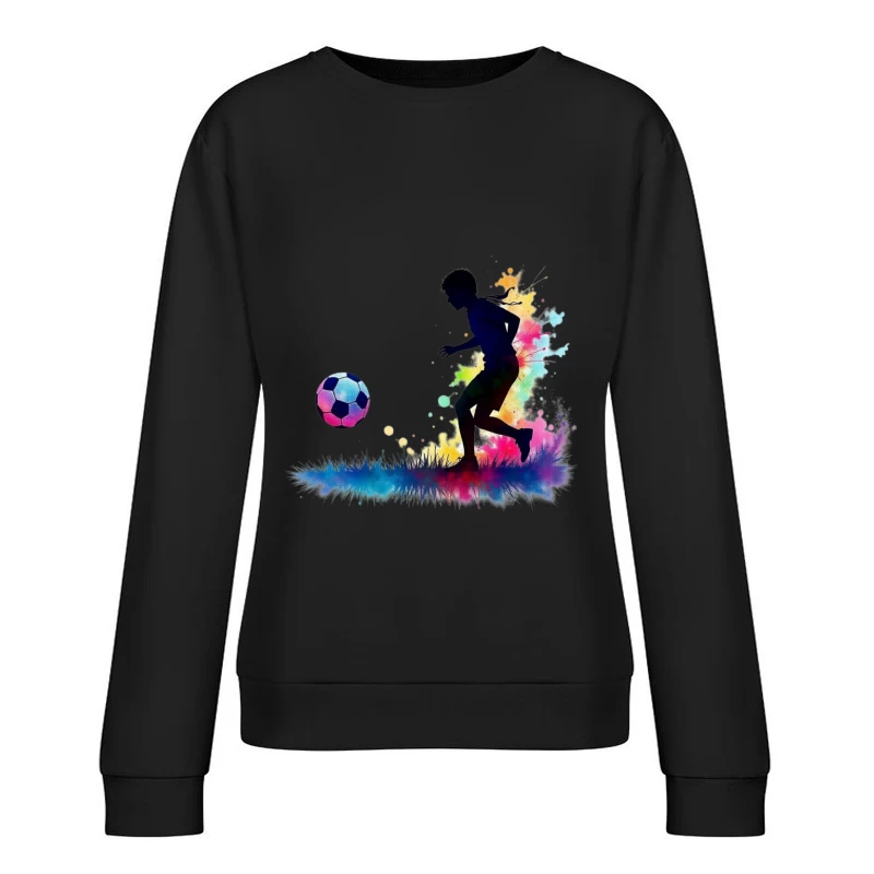 Silhouette of a Soccer Player with Color Splash Female Pullover Sweatshirt
