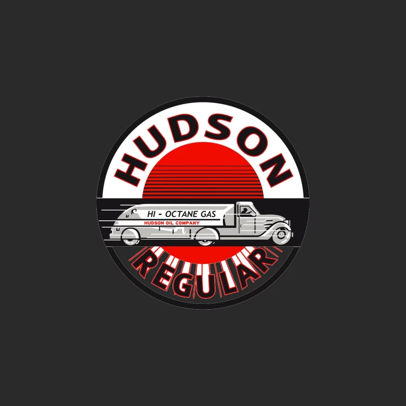 Vintage Hudson Regular Gas Station Logo with Art Deco Fuel Truck Design Baseball Cap