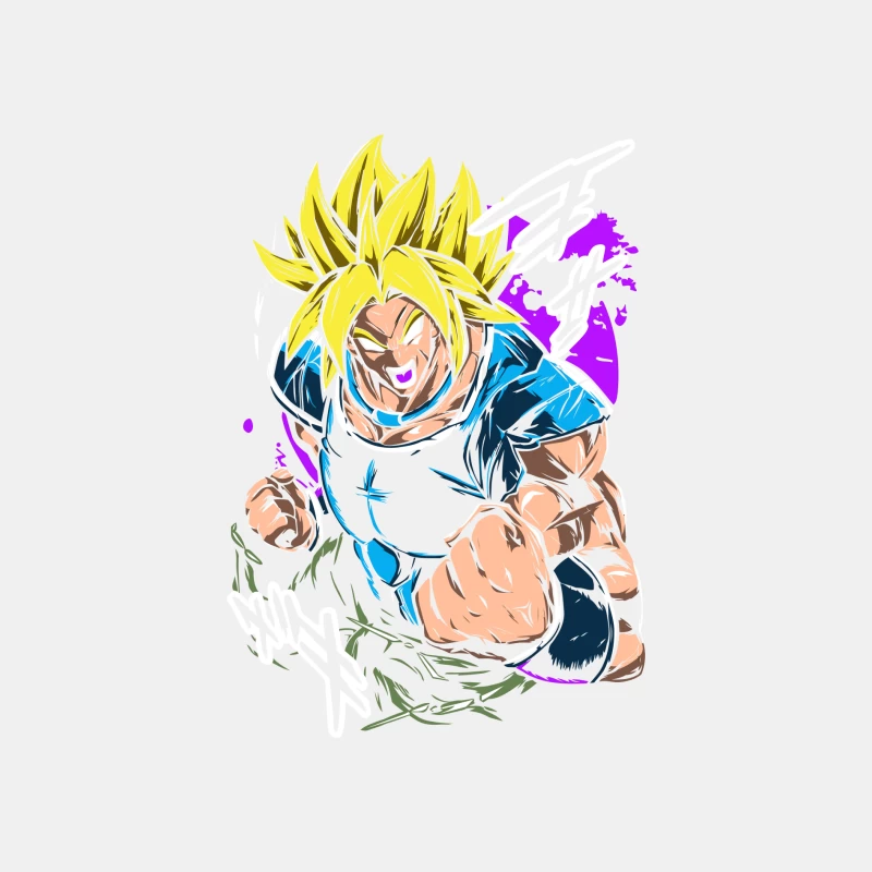 Anime Character in Action with Bright Colors Male Tank Top