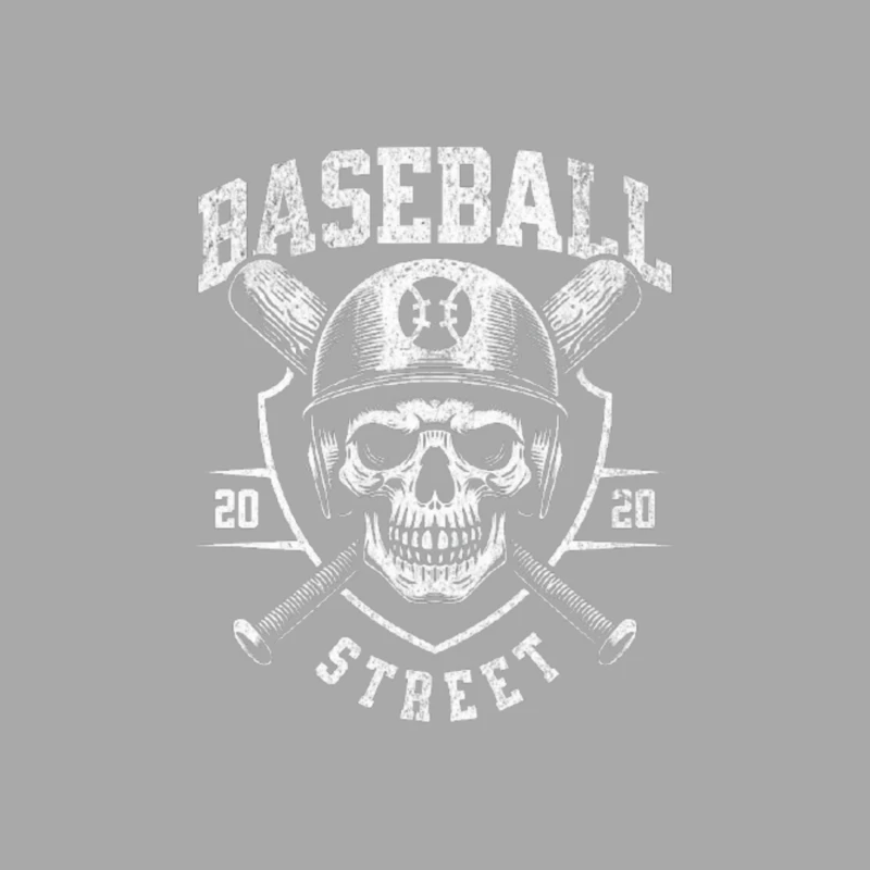 Vintage Baseball Skull with Crossed Bats Monochrome Logo Male Pullover Hoodie