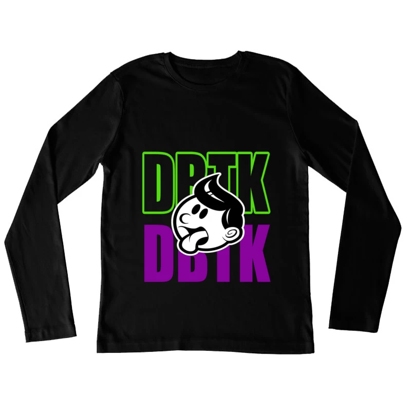 Playful Cartoon Logo Design Female Long Sleeve T-Shirt
