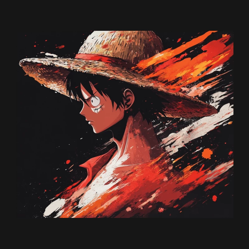 Dynamic One Piece Character Portrait with Iconic Straw Hat Mouse Pad