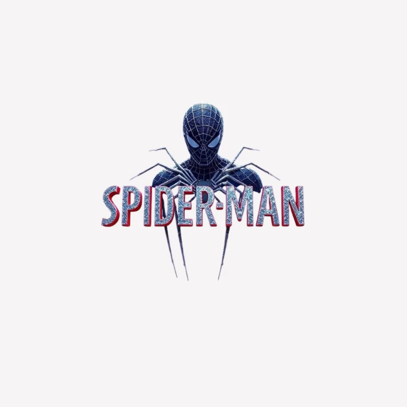 Spider-Man Black Suit Logo with Classic Text Design Male T-Shirt