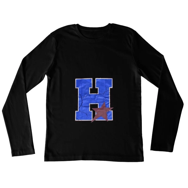 Blauer Buchstabe H mit rotem Stern Damen Langarm T-Shirt