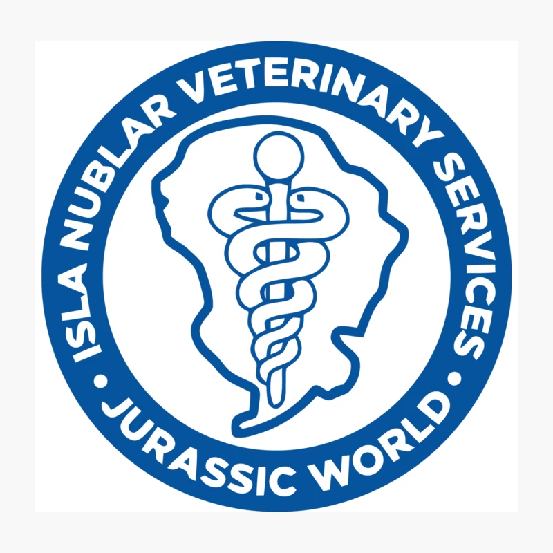 Jurassic World Veterinary Services Logo with Caduceus Symbol Throw Pillow