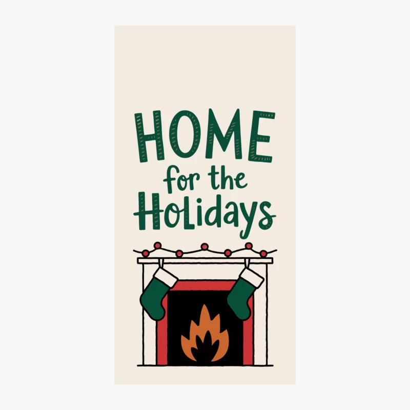 Festive Christmas Home Holiday Illustration with Fireplace and Stockings iPhone Case