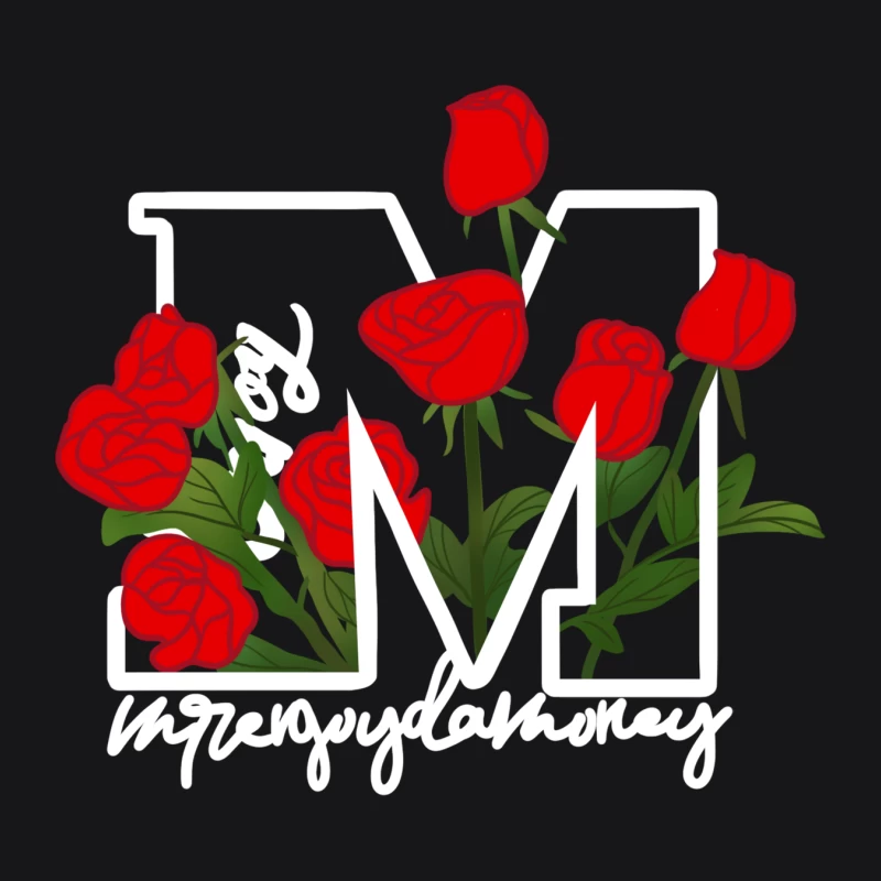 Rote Rosen auf Buchstaben-M Design Damen Pullover Hoodie
