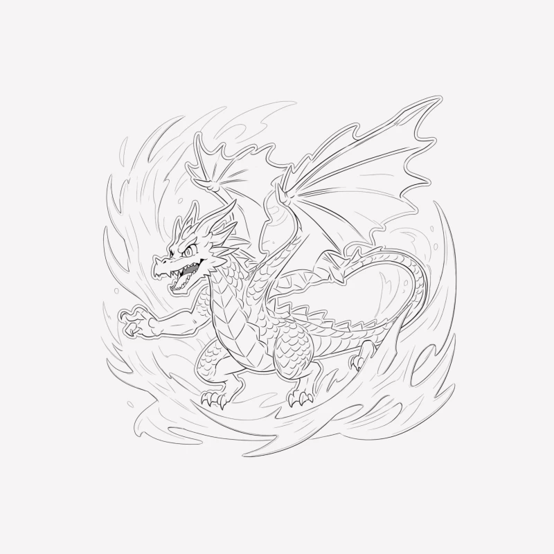 Fiery Dragon Illustration Male T-Shirt