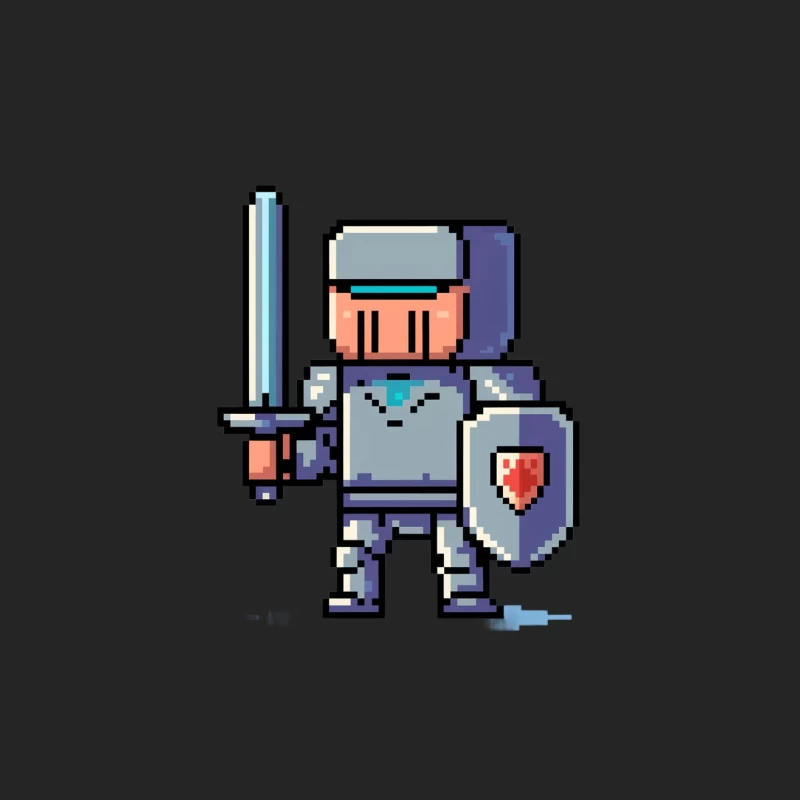 Retro Pixel Art Knight Character with Sword and Shield Male Pullover Sweatshirt