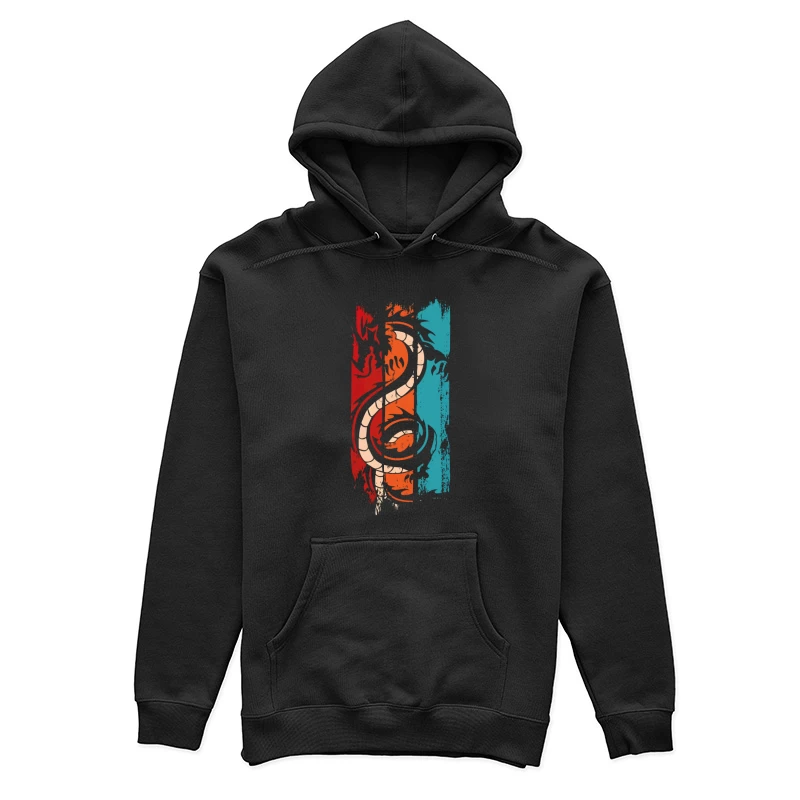 Tri-Color Dragon: Retro Tribal Vibes Female Pullover Hoodie