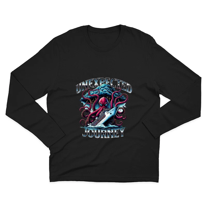 Giant Octopus Attacking Cruise Ship Artistic Illustration Male Long Sleeve T-Shirt