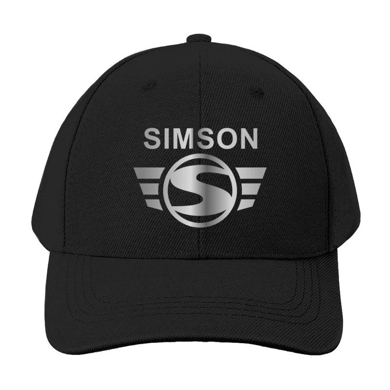 Simson Vintage Motorcycle Brand Logo with Silver Wings Baseball Cap