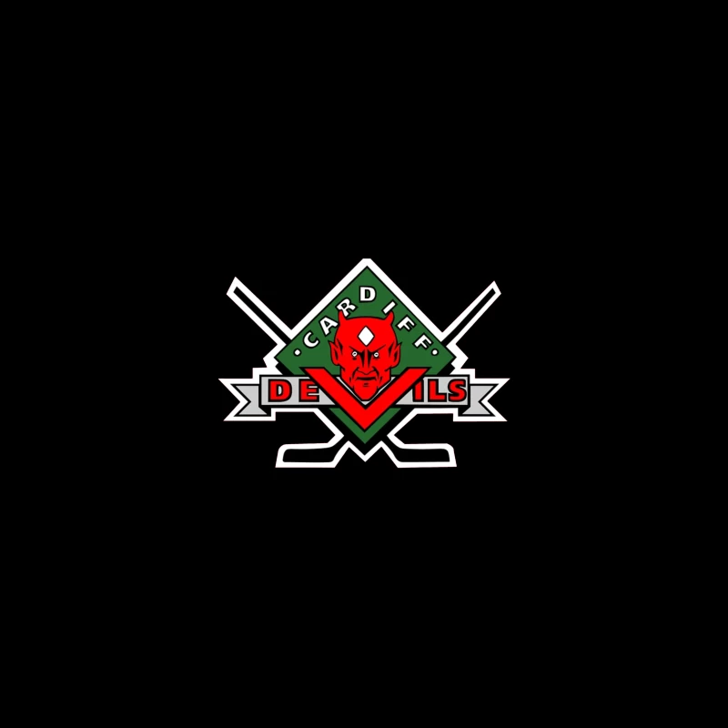 Cardiff Devils Hockey Team Logo with Red Devil Mascot Coffee Mug