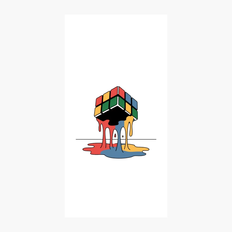 Melting Rubik's Cube: A Colorful Abstract Puzzle iPhone Case