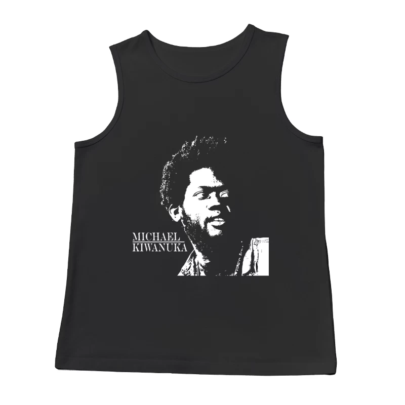 Black and White Line Art Portrait of Michael Kiwanuka Male Tank Top