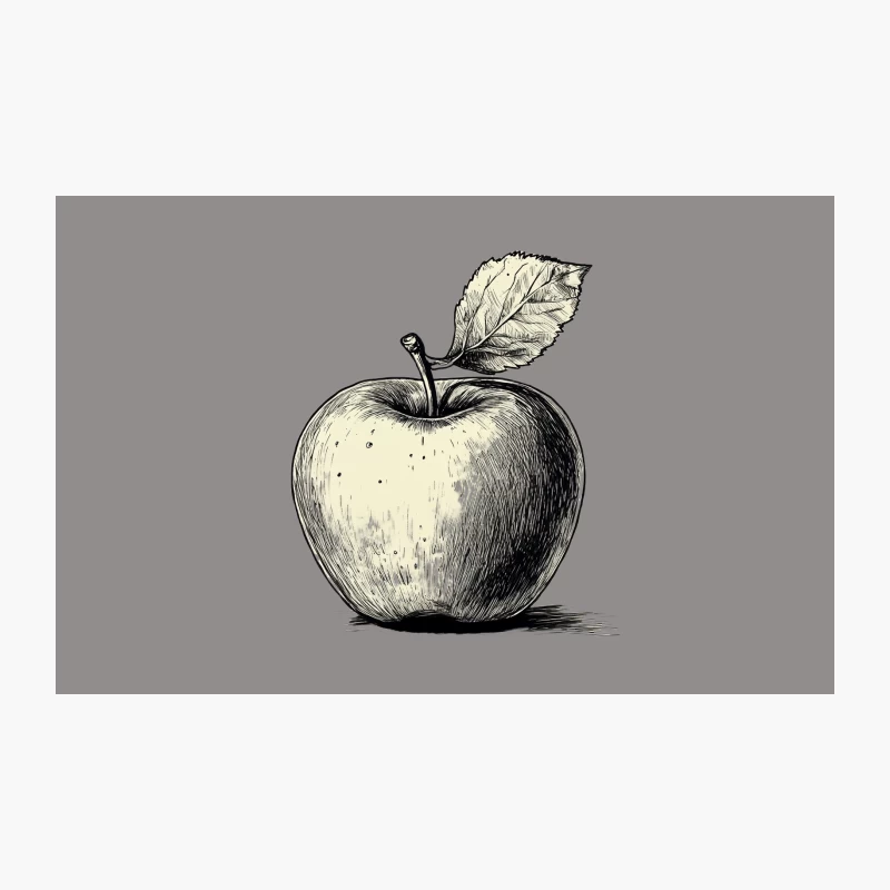 Vintage Detailed Sketch of Apple with Leaf Travel Mug