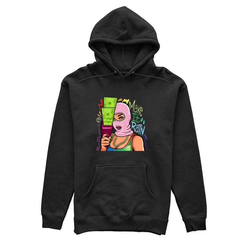 Frau mit Skimaske und Geld, Kunstdesign Damen Pullover Hoodie