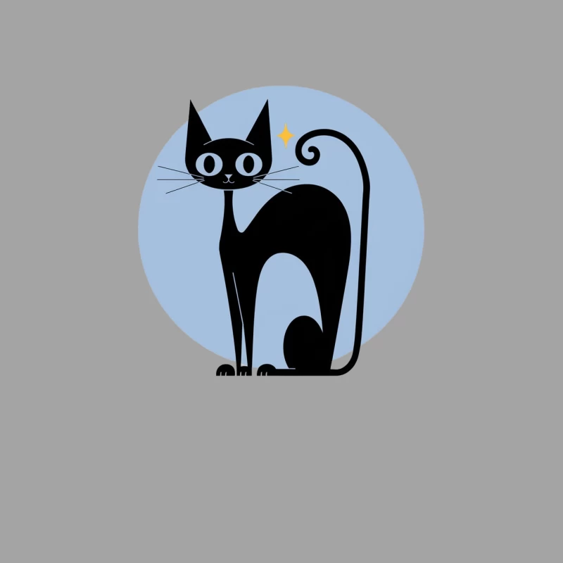 Minimalist black cat cartoon illustration Female T-Shirt
