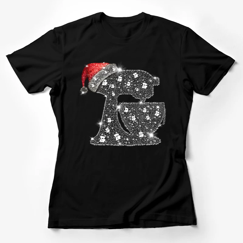 Mélangeur avec chapeau de Noël scintillant Femme T-Shirt
